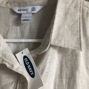 Beige Tunic Length Button Down